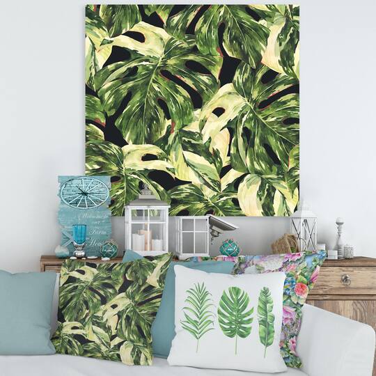 Designart - Natural Leaves Exotic On Dark II